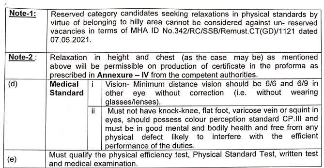 BSF Tradesman Physical Exam Pattern